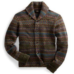 RRL Ralph Lauren Fair Isle Wool Blend Sweater Cardigan-MEN- S